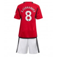 Otroški Nogometni dresi Manchester United Bruno Fernandes #8 Domači 2023-24 Kratek Rokav (+ Kratke hlače)